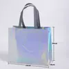 Bolsa de Sacola de TNT laminada a laser de plástico prateado de alta qualidade, bolsa para loja de roupas, ecológica, para compras, portátil