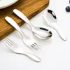 Hongjunada Cuchara de Acero Inoxidable 316L Cuchara y Tenedor para Niños Vajilla Cuchara para Comer de Bebé para el Hogar Cuchara para Sopa Mango Corto Cuchara para Postre