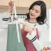 Delantal de Lino con Función para Secar Manos, Delantal sin Mangas de Atar, Delantal para Uso Doméstico con Bolsillo Grande, Delantal Impermeable para Uso Doméstico
