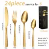 Conjunto Amazon 24/40 peças padrão pele de cobra cabo quadrado Faca, garfo e colher para bife ocidentais para 6 pessoas hotel aço inoxidável talheres