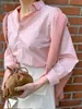 Camisa Rosa para Mujer con Diseño Único, Nueva Camisa Básica de Manga Larga Primavera Temprana 2026, Top Protector Solar para Tallas Pequeñas