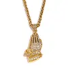 Colgante de Personalidad Hip-Hop Retro Europeo y Americano Colgante de Mano Chapado en Acero Inoxidable Oro de 18K Cadena Retorcida Collar para Hombre