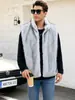 F0976 Chaqueta de Piel Sintética para Hombre Europea y Americana Transfronteriza Chaleco de Cuello Alto Chaleco de Piel Artificial