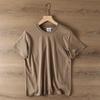 Versión Hong Kong Algodón Lavado Verano Color Sólido Sencillo Cuello Redondo Jersey Color Puro Camiseta Casual de Manga Corta para Hombre