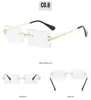 Gafas de Sol de Moda Europeas y Americanas 2024 Gafas de Sol sin Montura Corte Diamante Cuadradas Montura Cuadrada Color Degradado Gafas de Sol Ins