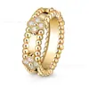Anillo Calidoscopio Van Cleef Versión de Alta Gama Oro V para Mujer, Grueso Chapado en Oro Rosa de 18 Quilates con Diamantes, Anillo de Firma, Edición Moderna y Exquisitamente Elaborada