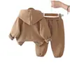 Conjunto de invierno para niñas, forrado de forro polar y engrosado, conjunto con capucha, estilo nuevo, conjunto casual de dos piezas para niños para invierno, disponible para venta al por mayor y dropshipping
