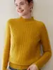 Suéter de cachemira para mujer de otoño e invierno con cuello redondo semialto, estilo pullover, tejido suelto, top engrosado, versátil y adelgazante