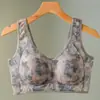 Meia-idade das mulheres mãe cueca das mulheres fixo copo plus size colete estilo impresso sutiã de renda sem fio