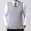 Nuevo Chaleco Suéter para Hombre Otoño e Invierno 2022 Chaleco de Lana de Color Sólido para Hombre Chaleco de Negocios para Hombre Cuello en V Papá de mediana edad