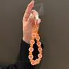 Pulseira Lanyard Colorida de Pérola Dopamina com Toque Aveludado para Celular Corrente de Pulso Chaveiro Pingente de Bolsa Anti-Perda