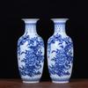 Vaso de cerâmica Jingdezhen atacado cor sobre esmalte flor e pássaro azul e branco vaso grande cabaça cera inserção de flor decoração clássica chinesa