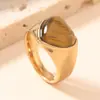 Anillo de Ojo de Gato Geométrico de Acero Inoxidable Transfronterizo Anillo Ligero de Acero de Titanio Lujo Joyería que No se Desvanece Fábrica Mayorista