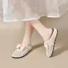 Versátil 2026 Primavera/Verão Nova Moda Laço Bico Quadrado Slip-On Chinelos Femininos para Casa e Uso Casual ao Ar Livre