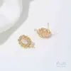 Brincos de Zircônia Oval com Borda Rosqueada Preserva Cor, Banhados a Ouro 14K, com Argola para Pendurar, Acessórios para Brincos Artesanais DIY
