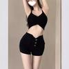 Diseño Primavera y Verano cintura alta elástico ajustado básico Mezclilla shorts mujer estilo chica hot ins elegante que cubre carne pantalones cortos calientes moda