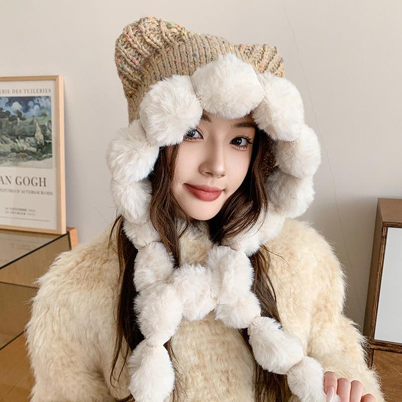 冬天帽子女保暖护耳毛线帽户外加厚韩版网红时尚针织帽百搭雷锋帽