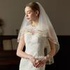 Velo de Novia de Doble Capa Color Champán con Peineta Metálica, Registro de Boda, Fotografía de Viaje, Accesorios para Vestido, Sensación Elegante y de Alta Gama