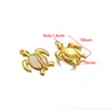 Pingente de Coração Dourado em Aço Inoxidável com Strass Pingente de Concha Tartaruga Acessórios de Joias para Pulseira Colar DIY Europeu e Americano