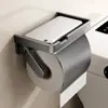 Portarrollos de Papel Higiénico Gris Gunmetal Sin Taladro con Estante de Almacenamiento, Dispensador de Pañuelos Montado en Pared, Dispensador de Papel Higiénico Impermeable para Baño