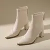 Botines de cuero de estilo francés con punta, botines de tacón medio, nueva colección otoño/invierno 2026, botines estilo Martin de tacón grueso, botines Chelsea retro para mujer