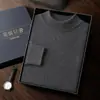 Camada Base de Cashmere Suéter Masculino Outono e Inverno Malha Grossa de Camada Dupla Gola Redonda Suéter de Lã Masculino Cor Sólida