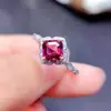 Anillo de Plata de Ley S925 con Diopsida Natural Moda Japonesa y Coreana Nicho Forma de Almohada Anillo de Montura 6*6mm Venta al por Mayor