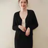 Nuevo cárdigan de cachemir puro para otoño e invierno, chaqueta suelta de punto con mangas largas para mujer, chaqueta exterior de punto versátil con cuello en V