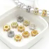 Preserva Cor Cobre Banhado com Ouro Real 18K Hexagonal Zircônia Espaçador de Roda Contas Acessórios para Pulseira DIY C45