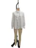 Nueva Camisa Blanca Estilo Francés 2026 con Cuello Alto Fruncido y Mangas Largas Abullonadas para Mujer, Adecuada para el Viaje Diario al Trabajo y como Prenda Base