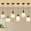 Luminária pendente pequena estilo vintage com imitação de mármore, para sala de jantar retrô, balcão de bar, hall de entrada, abajur de cabeceira de quarto, luminária pendente estilo wabi-sabi em madeira natural