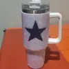 Taza Térmica Popular de Diamantes con Pegamento de Amazon Acero Inoxidable Diamante 40oz Taza de Coche con Asa Paja de Acero Inoxidable Taza Térmica