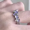 Anel Aberto Roxo Romântico Borboleta Flor Esmalte Gotejamento de Óleo, Design Único de Nicho, Estilo Coreano Leve Luxo Anel de Alta Qualidade