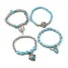 Conjunto de Cuatro Pulseras Bohemias Europeas y Americanas Transfronterizas de Turquesa Multicapa Estilo Étnico Vintage Vaquero Cactus