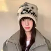 Gorro de punto holgado con rizos de lana para mujer, Invierno, Circunferencia de cabeza grande, Adelgazante de rostro, Protector de orejas, Cálido sombrero de lana