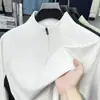 Camiseta de Manga Larga para Hombre, Estilo Nuevo Primavera y Otoño, Cuello Alto, Media Cremallera, Mangas Raglán, Elástica, Cómoda, para Fitness, Camiseta Base Deportiva Holgada
