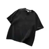 Camiseta de peso pesado estilo retro americano para hombre, 260G, una camiseta blanca de aspecto resistente con cuello Henley, una prenda de manga corta versátil