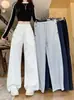 Em Estoque Calça Jogger Feminina Estilo Americano Cintura Alta Draping Perna Larga Outono Inverno Solta Emagrecedora Comprimento Total Esportiva Casual Versátil Calça Longa