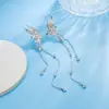 Pinza para oreja tipo clip con borla de mariposa, estilo súper de hada, para mujer, diseño único, ear cuff de alta gama, clip para cartílago de la oreja sin perforación para verano