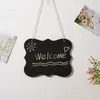 Etiqueta de pizarra pequeña de doble cara para colgar, cordón de madera DIY, tablero de mensajes, etiqueta de precio de puesto de suelo, letrero decorativo