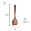Espátula de Madera sin Pintar de Madera de Acacia para Uso Doméstico, Espátula de Cocina Resistente al Calor, Set de Cocina Especial para Sartén Antiadherente, Cuchara de Sopa de Madera con Mango Largo