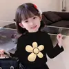 Y2365# Camiseta Casual de Manga Longa para Meninas Estilo Western Nova Crianças Primavera e Outono Veludo Alemão Joker Manga Longa