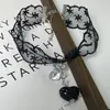 Colar de Renda com Pingente de Franja de Cristal em Formato de Coração da Moda e Elegante Corrente para Clavícula Estilo Ins Doce e Gentil Temperamento Feminino para Mulheres