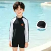 Roupa de Banho Infantil Meninos Peça Única Manga Curta Roupa de Banho Verão Manga Longa Proteção Solar Secagem Rápida Fonte Termal Litoral Praia Conjunto de Natação