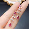 Venta al por mayor de fábrica Pendientes Populares de Granate Natural Plata S925 Incrustado Piedra Principal 4*5 Joyería de Lujo Venta Directa de Fábrica