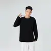 Nova Camiseta Longa de Manga Longa para Casal Algodão de Alta Qualidade Roupas Básicas de Estudante Moletom Gola Redonda Manga Longa Interna de Algodão