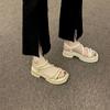 Sandalias Suaves de Tacón Medio para Mujer 2025 Verano Nuevo Estilo Estilo Playa Versátiles Casuales Moda Tendencia Romanas Zapatos de Mujer