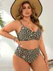 Nuevo traje de baño de dos piezas talla grande de Amazon para mujer con estampado de laberinto geométrico, conjunto de bikini para vacaciones en la playa