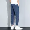 Calça Jeans Masculina de Sarja Fina de Nove Pontos para o Verão, Marca da Moda, Calça Versátil Solta Reta Stretch, Nova Calça Casual Masculina