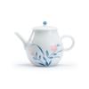 Juego de té de kung fu con pequeñas flores pintadas a mano, tetera de cerámica de alto valor de color con filtro, tetera pequeña de porcelana blanca bajo color esmaltado, olla individual